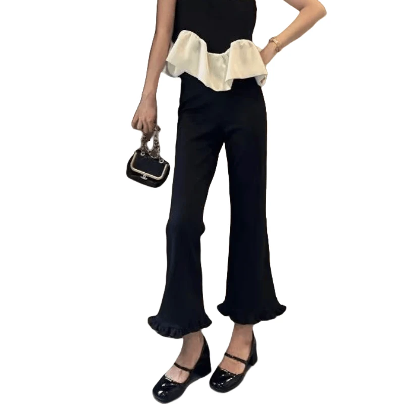 「主播推荐夏季新款」5239款西装喇叭花边裤
