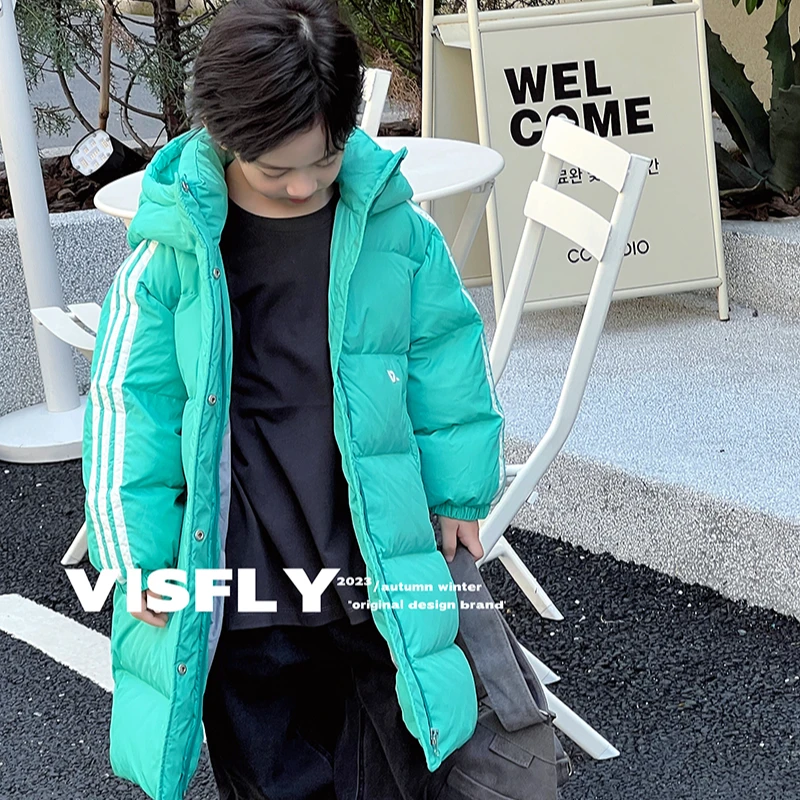 韦氏旗下品牌VISFLY男女儿童童中长白鸭绒亲子款132722