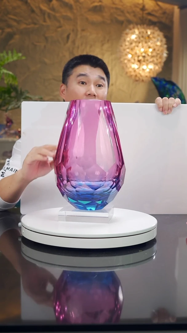 摆件福利金红蓝切面花瓶