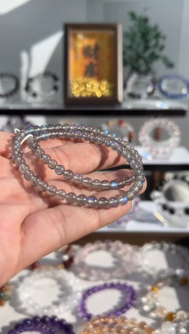 未镶嵌手串长石灰月光5-6mm