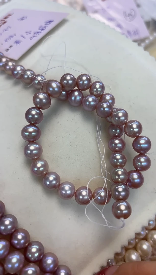 颈饰银S925镶嵌淡水珍珠桔*8.5-9.5无核彩珠项链