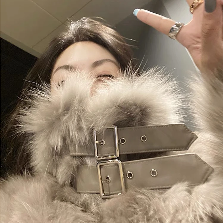 【GS】"机车网红款“狐狸毛整皮腹毛机车款网红风皮草外套