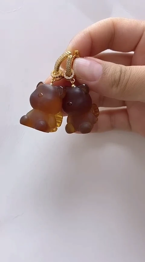 【闪购商品】琥珀裸石银S925镶嵌琥珀耳坠