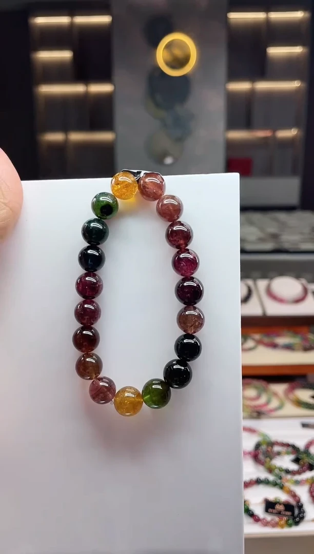 未镶嵌三圈手串碧玺（多样性发一条）Q