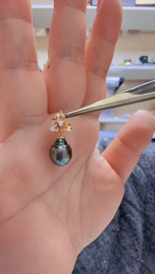 【闪购商品】海水珍珠吊坠(不含链)未镶嵌大溪地9.9mm+S925银吊坠