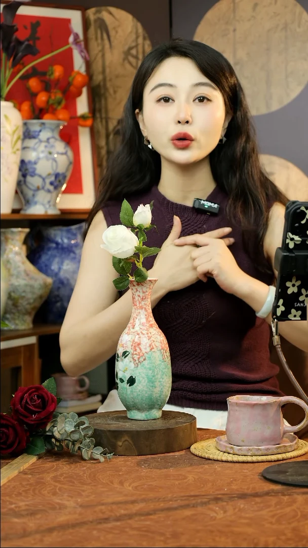 摆件景德镇手绘油画风花瓶1