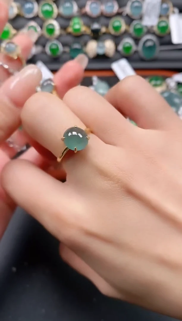 银S925镶嵌戒指翡翠1