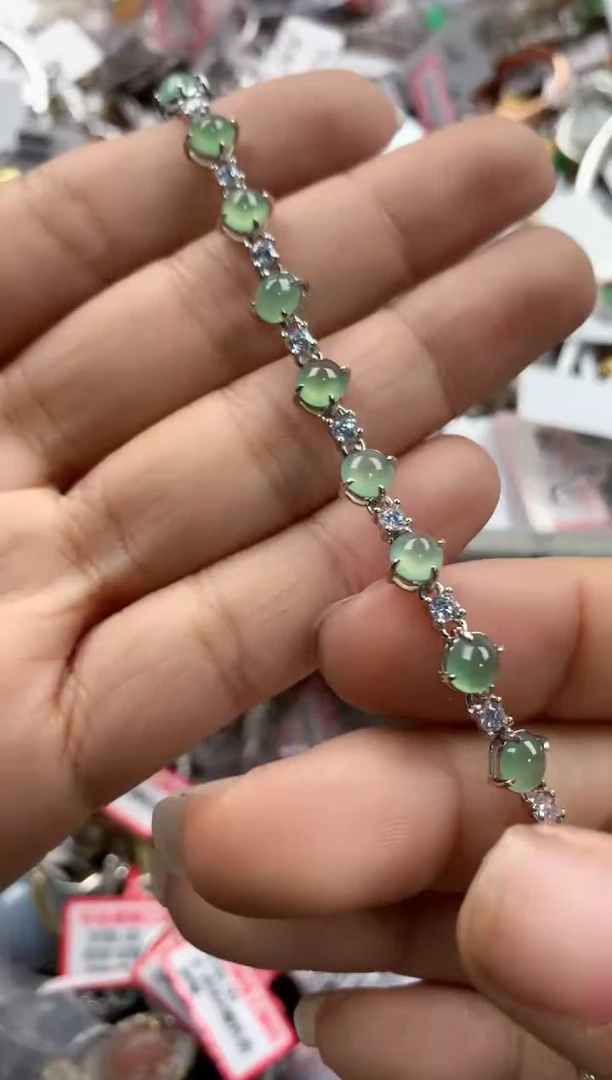 银S925镶嵌戒指翡翠666                  2