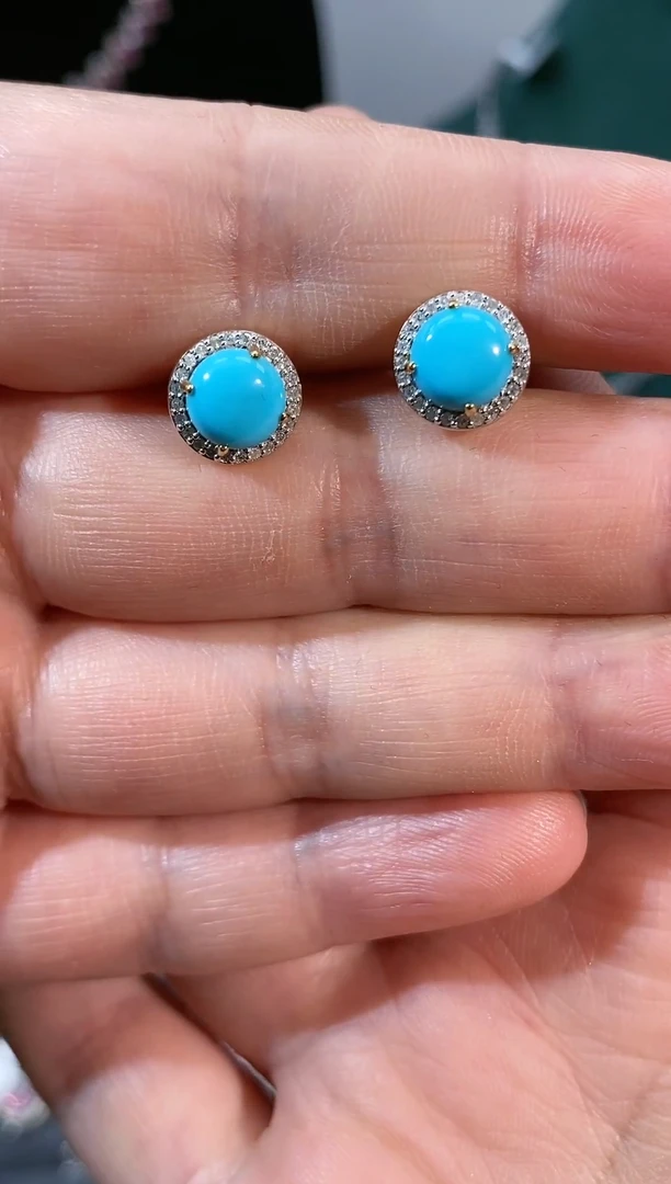 未镶嵌绿松石耳饰绿松石耳钉