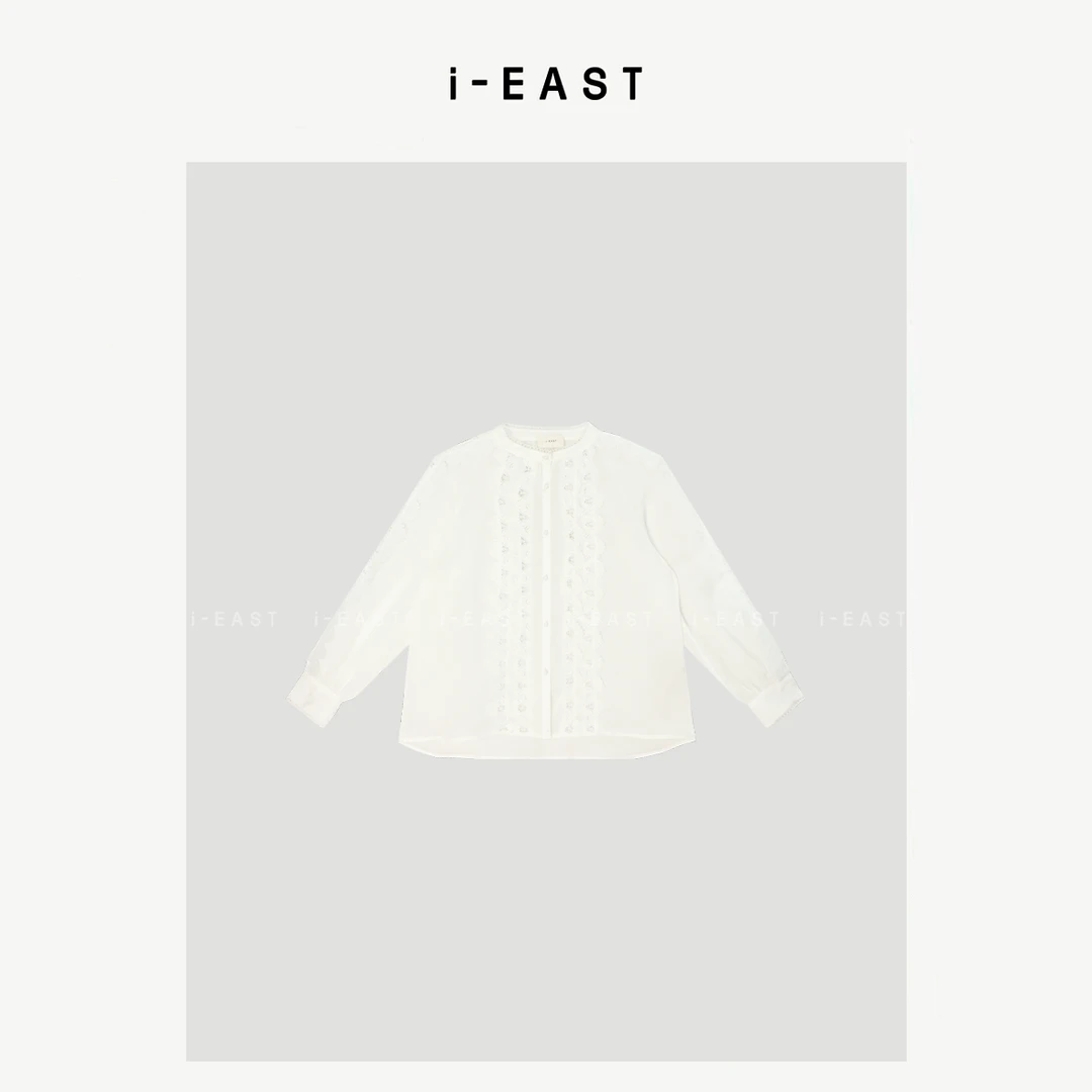 i-EAST 环岛游记~手工钩花设计感衬衫上衣-5C SY8153