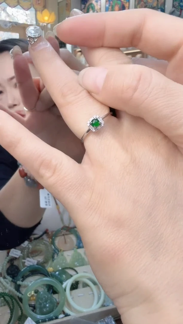 银S925镶嵌戒指翡翠戒指