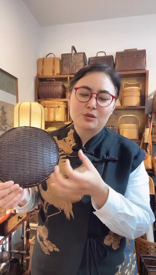 手工竹编复古小浅盘