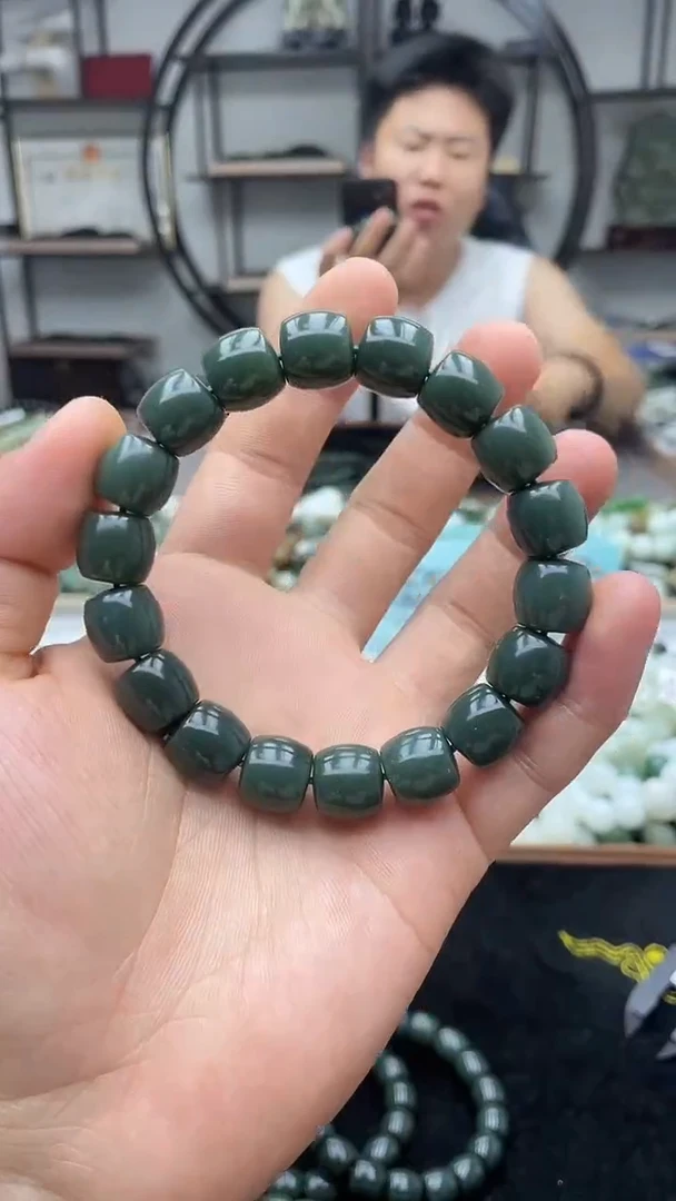 手串未镶嵌和田玉纯天然新疆且末蓝12直切