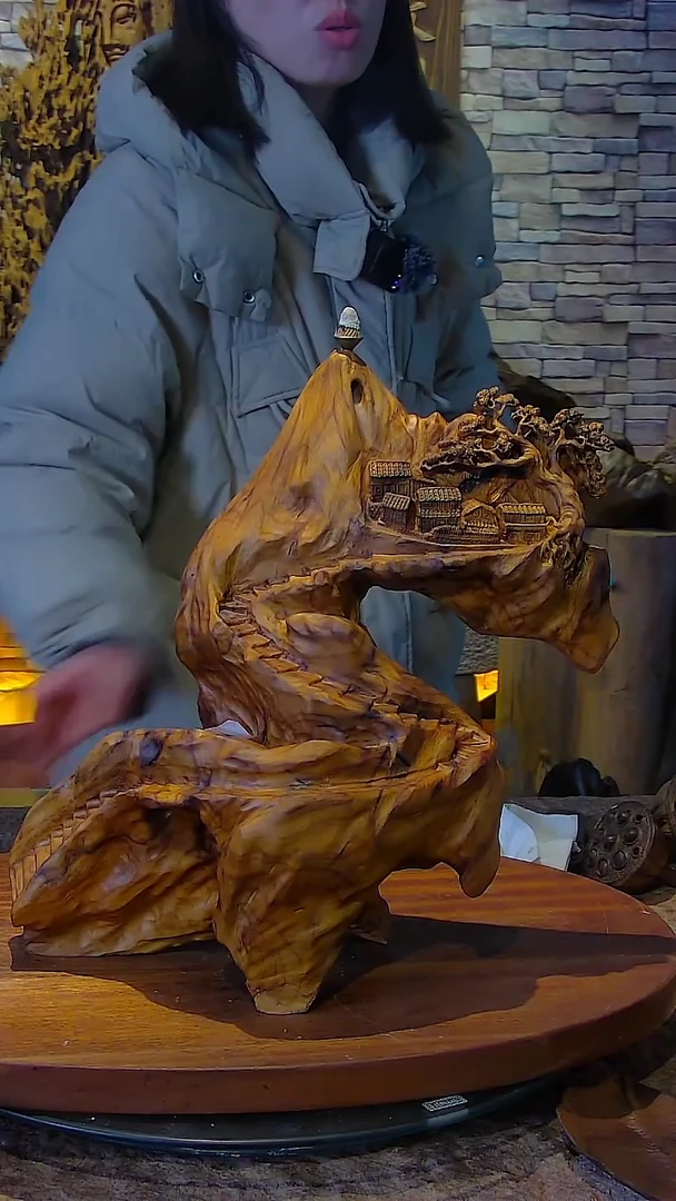 木金丝楠木山水摆件