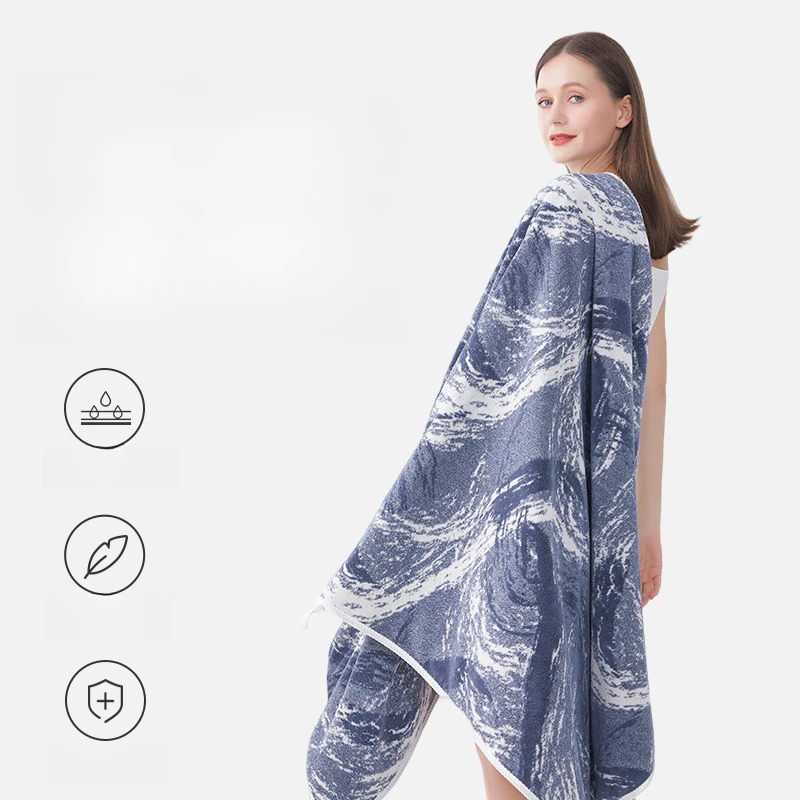 新款毛巾吸水a类珊瑚绒纯棉加厚干发浴帽家用印花速干大号浴巾