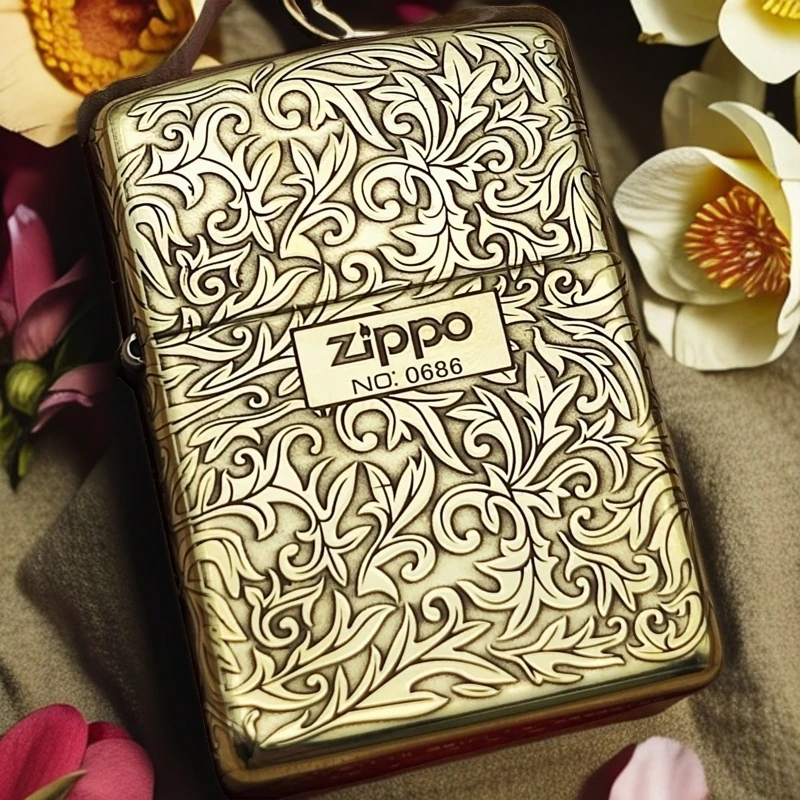 【老李鉴定】zippo打火机唐草中标黄铜盔甲DYJ1