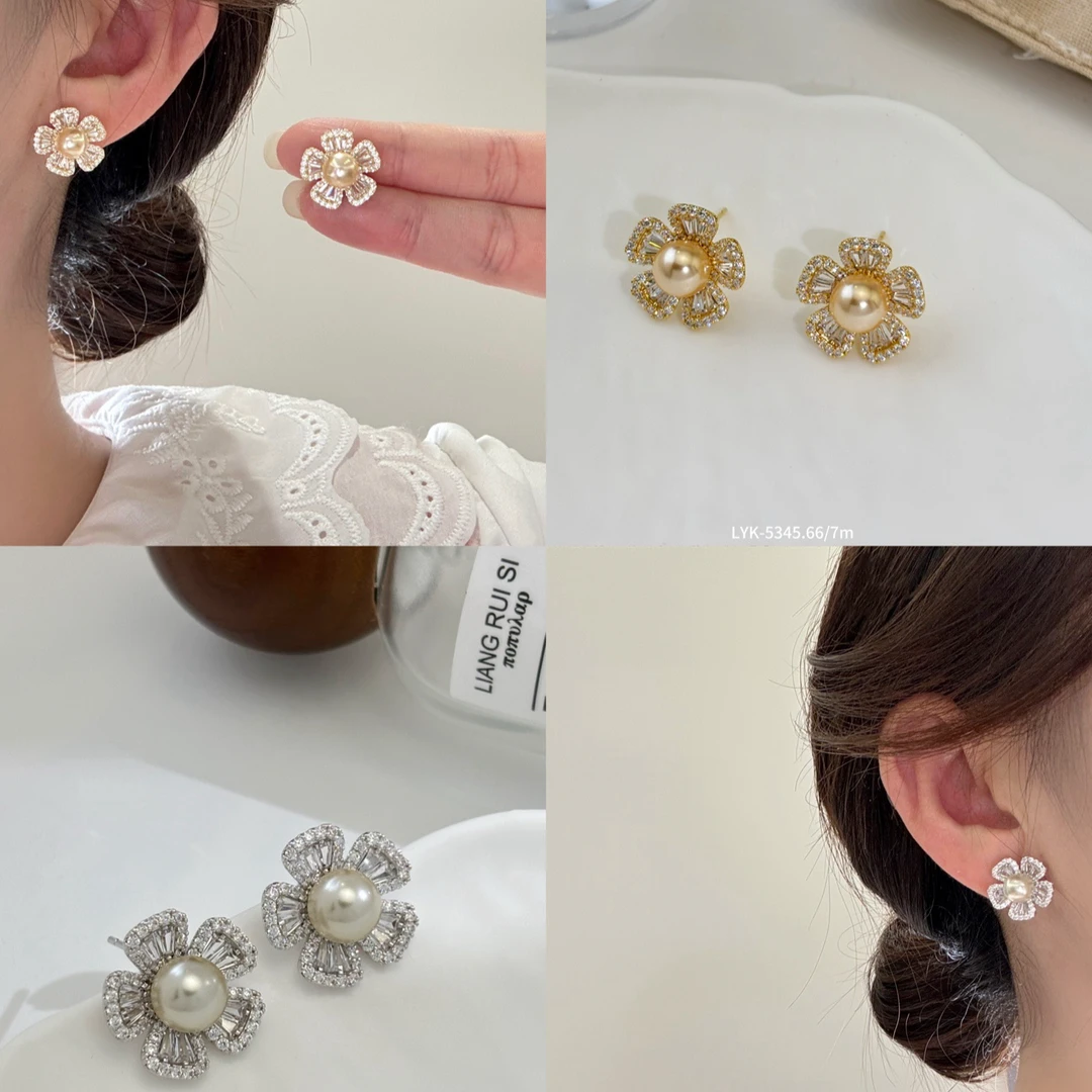 铜合金锆石耳饰 丽贝丽影LYK-5345精致气质时尚法式耳环