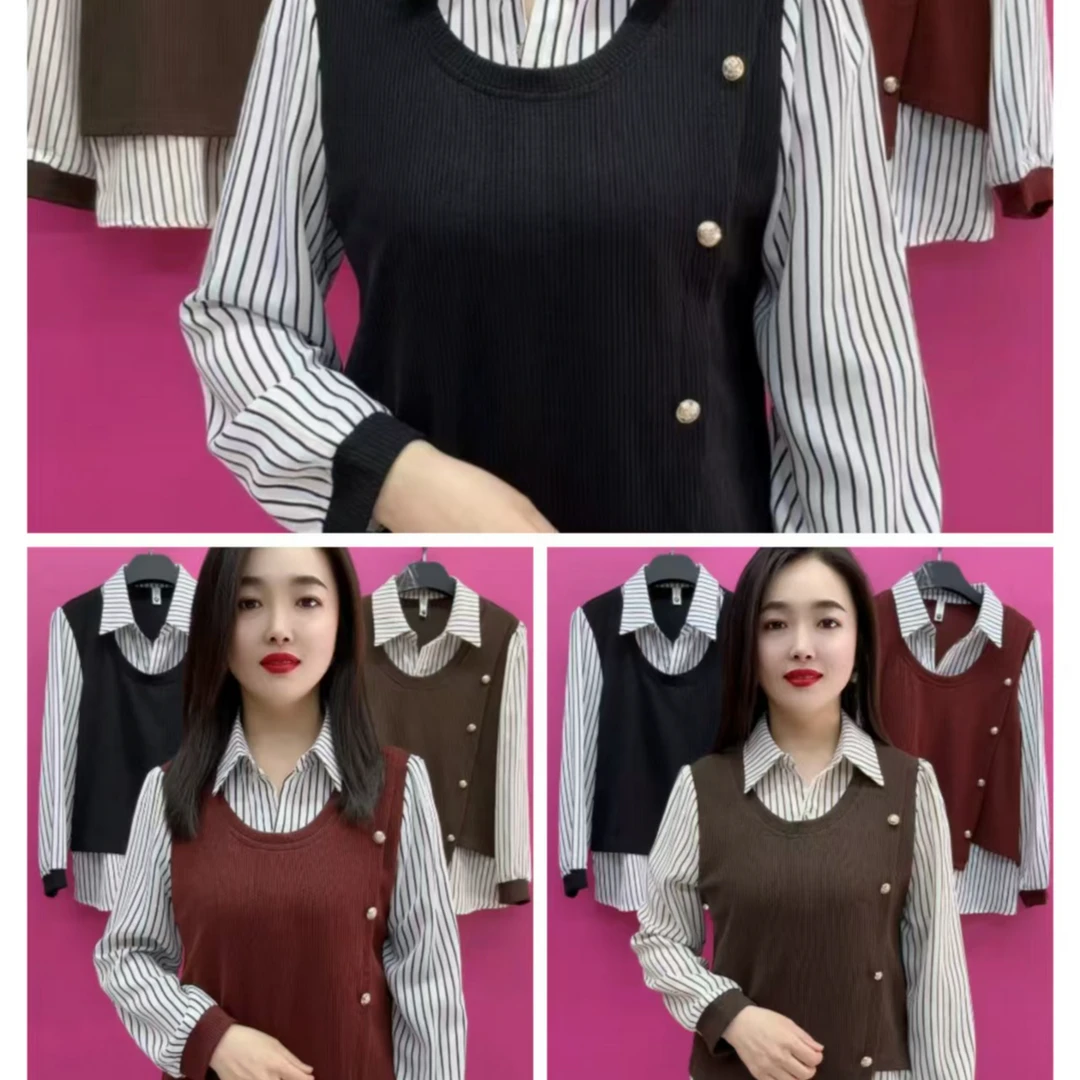 K12-169侧边扣假两件衫