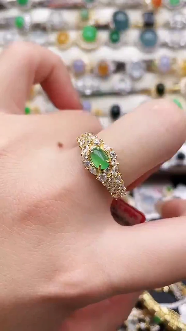 银S925镶嵌戒指翡翠32