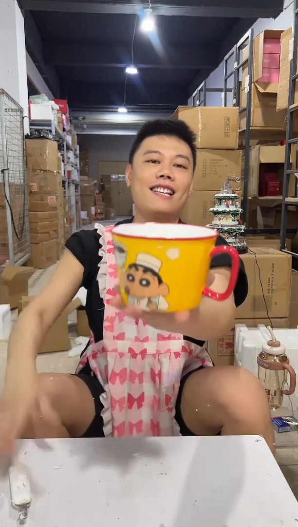 瓷片黄色小新厨师泡面碗