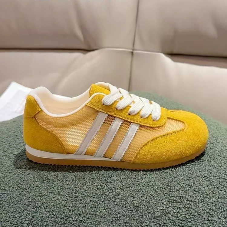 薄款网面德训鞋新款百搭休闲网鞋板鞋鞋子女款阿甘鞋时尚黄色经典