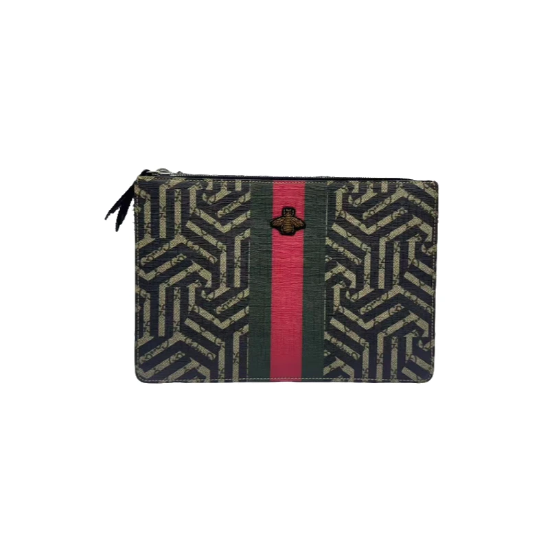 95新 GUCCI/古驰 98新/迷宫蜜蜂双层手拿斜挎包/R137