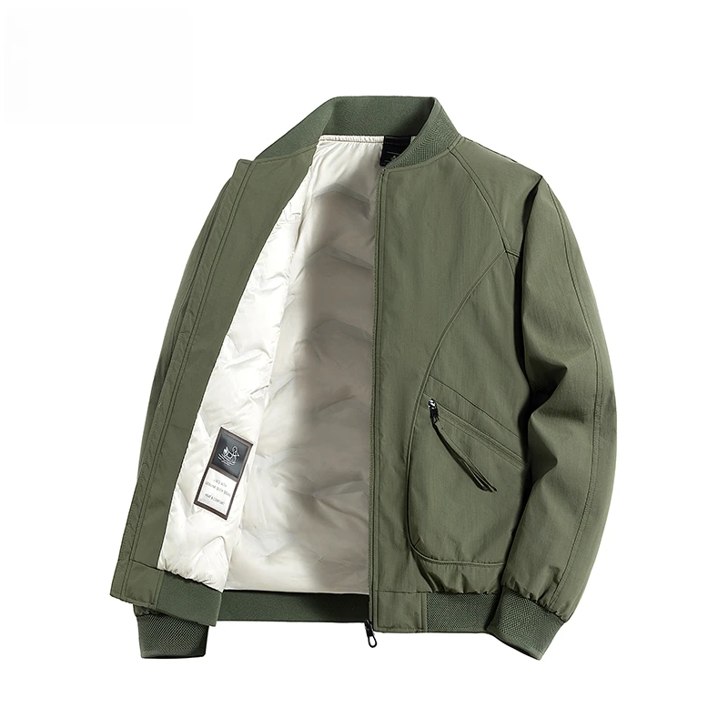 凯邦威2025冬季新款翻领男潮流百搭帅气拼色夹克保暖加厚鸭绒外套