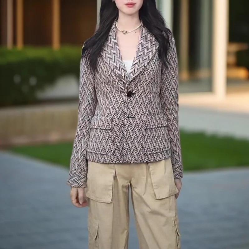 未使用 LouisVuitton/路易威登  满印菱形图案翻领西装外套 /38