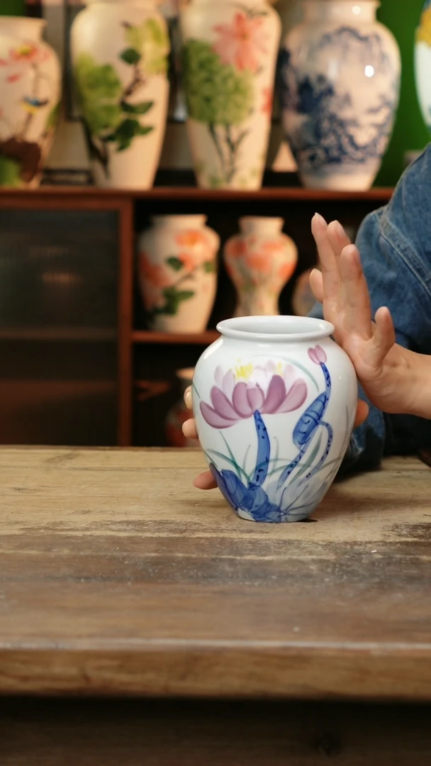瓷片 景德镇纯手工釉下彩精品花瓶