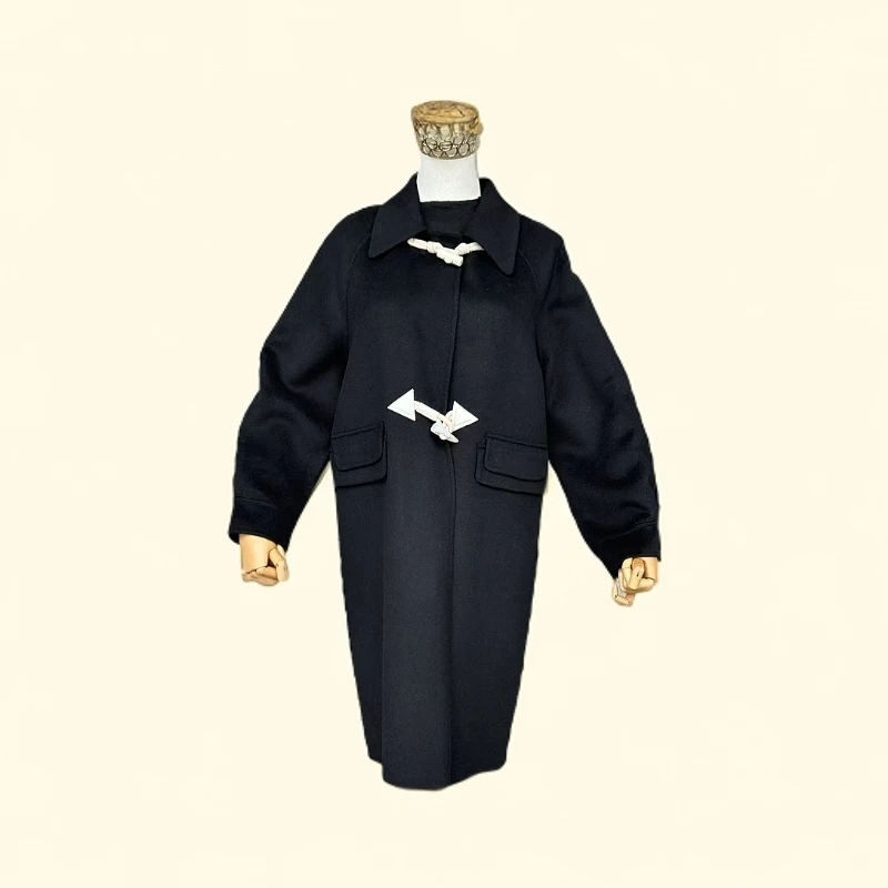 100%羊毛25春季新款双面呢羊毛大衣女中长款宽松毛呢翻领外套