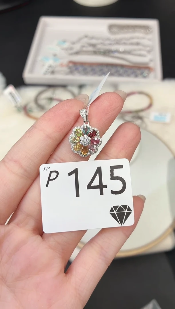 银S925镶嵌吊坠碧玺多样性发一P145