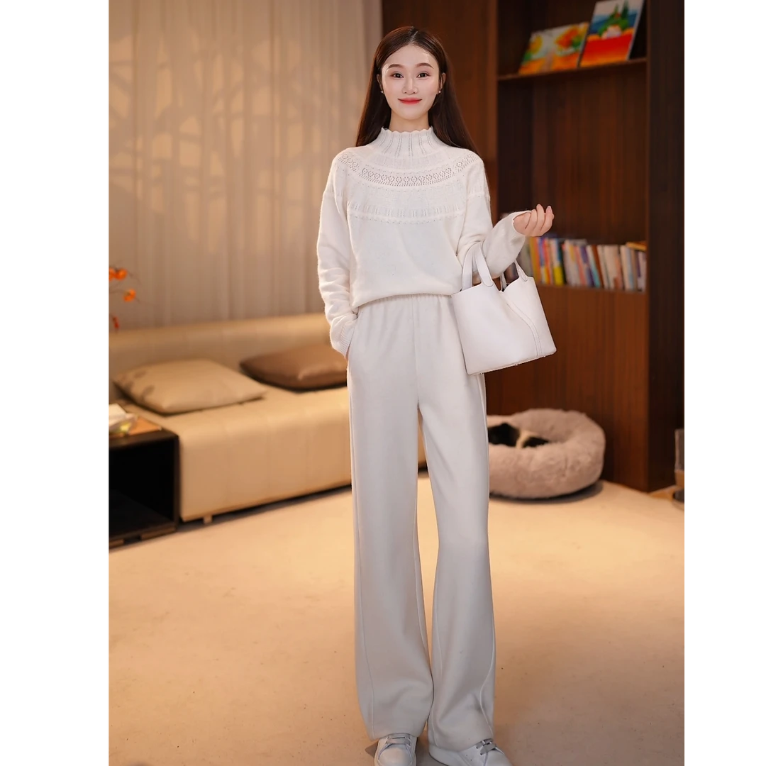 *鱼骨腰*新款重磅羊毛休闲百搭显瘦直筒休闲裤XC0A2614