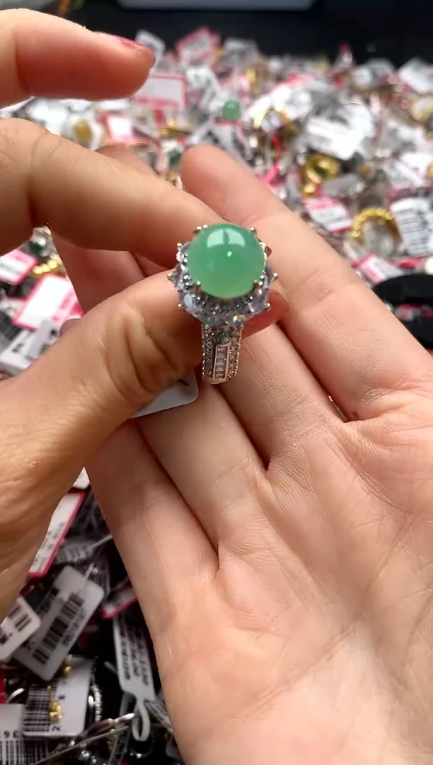 【闪购商品】翡翠戒指银S925镶嵌111111111    9