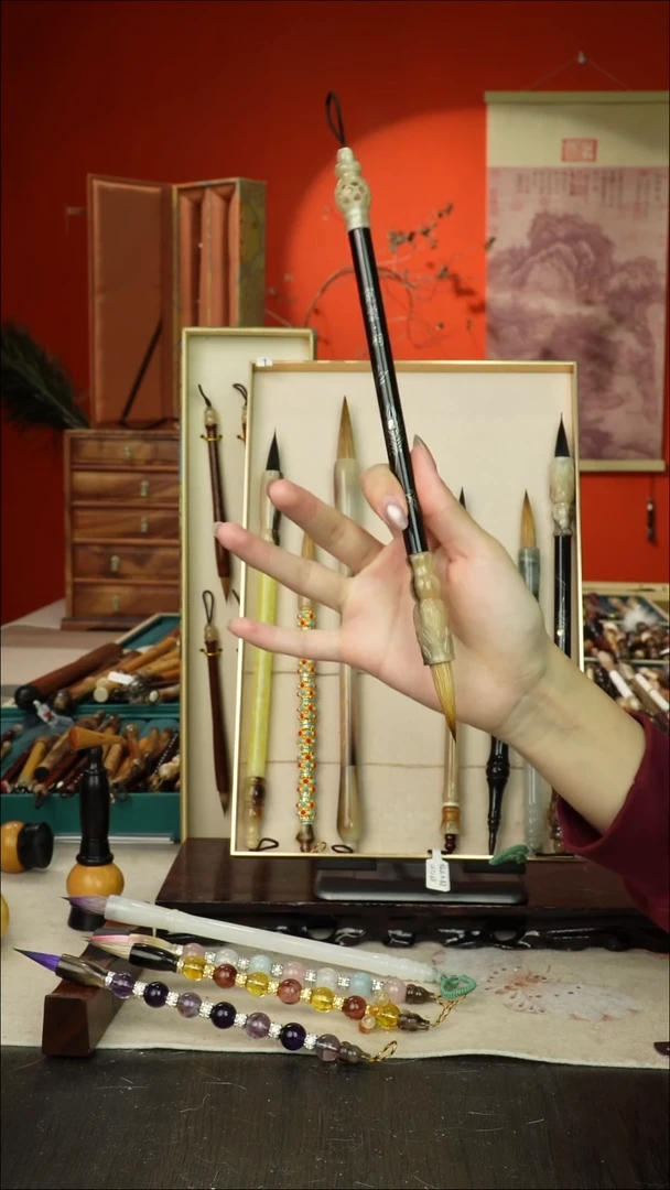 74号闪孤品高货毛笔链接 清水试笔 蘸墨不退