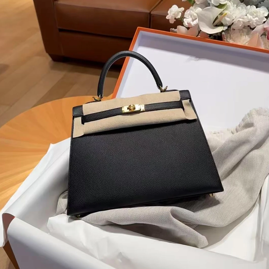 99新 Hermes/爱马仕    Hermes爱马仕 Kelly25黑金 epsom皮 W刻