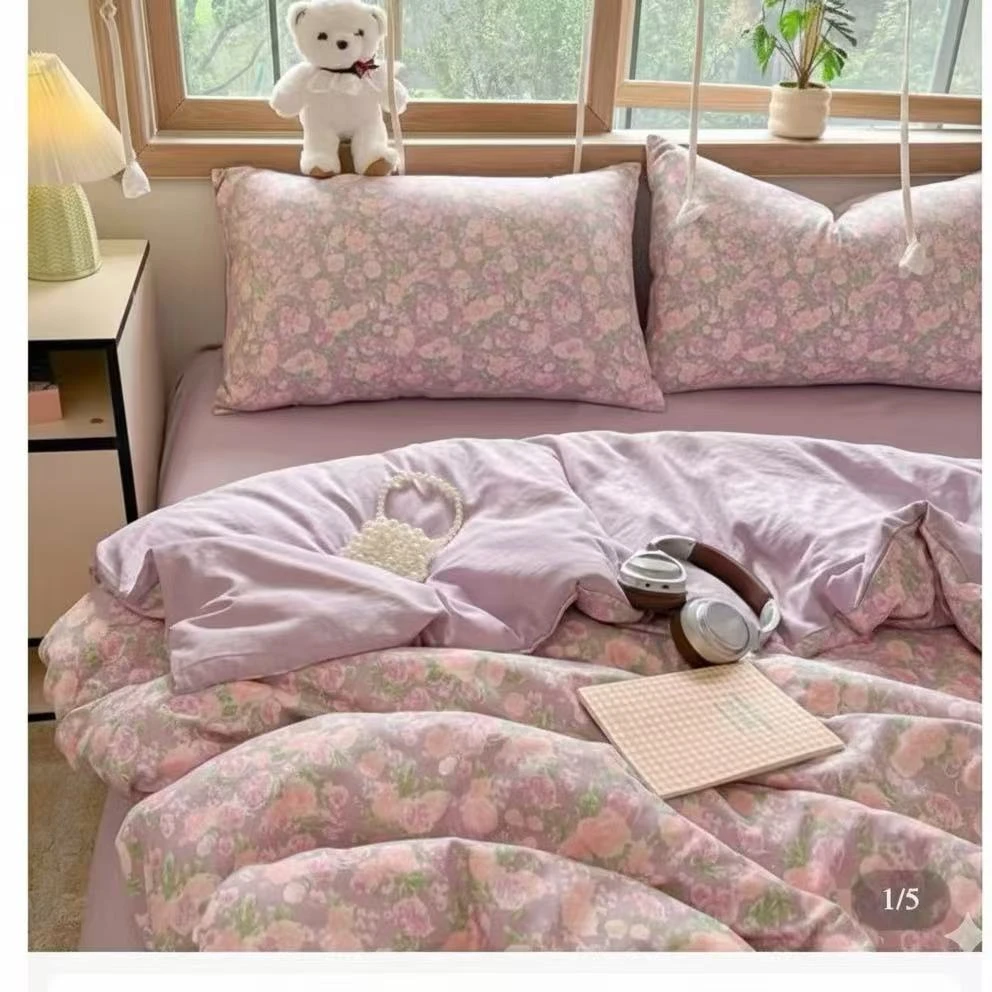 【晚香玉】有氧提花双层纱韩版碎花柔软透气四件套