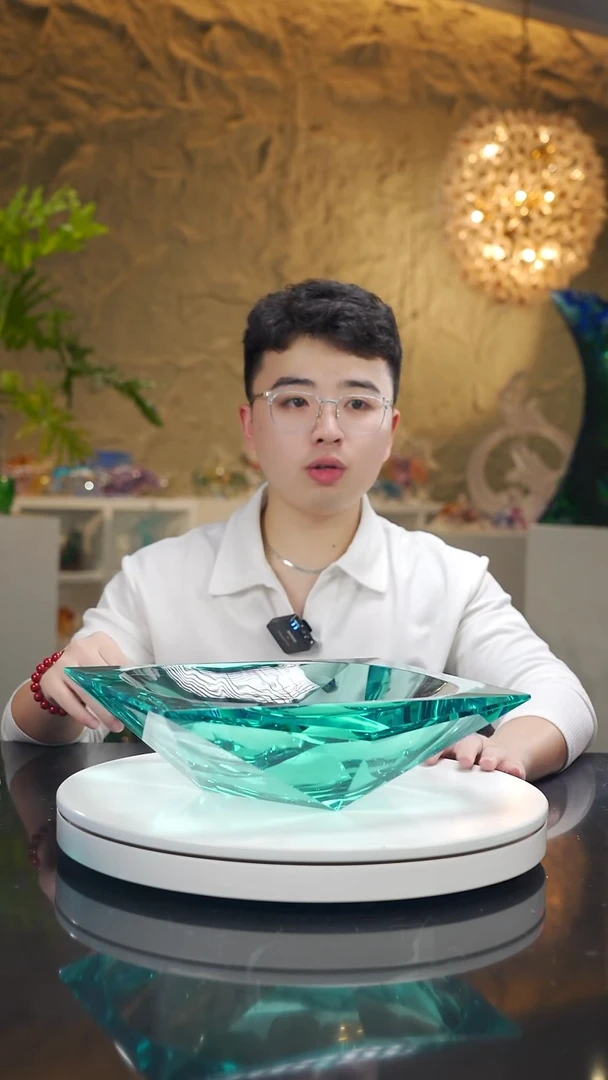 手工艺品琉璃湖水绿正方形果盘