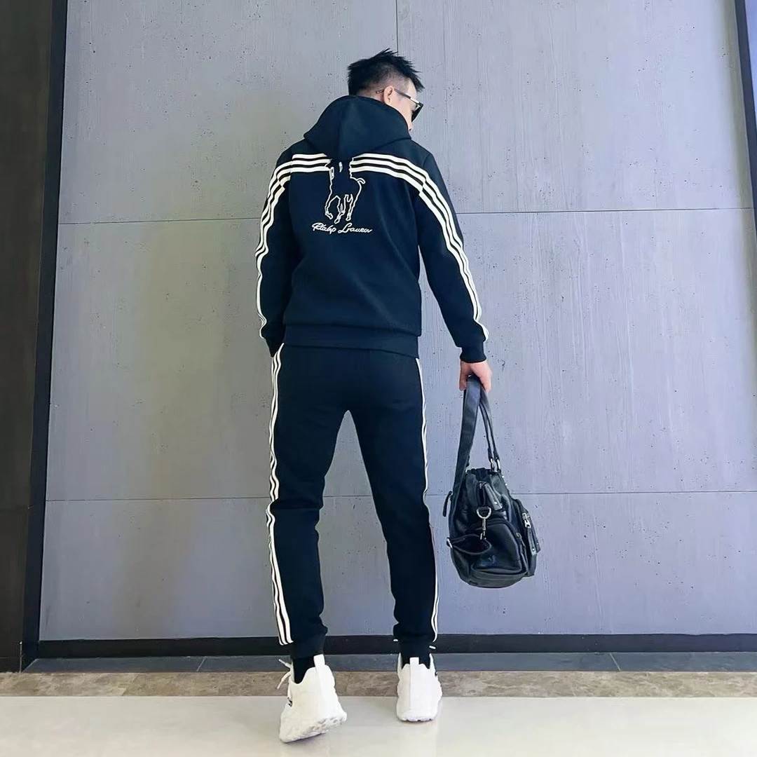 【青沐潮衣】2025秋季新款时尚简约轻奢刺绣修身透气网红款连帽套装