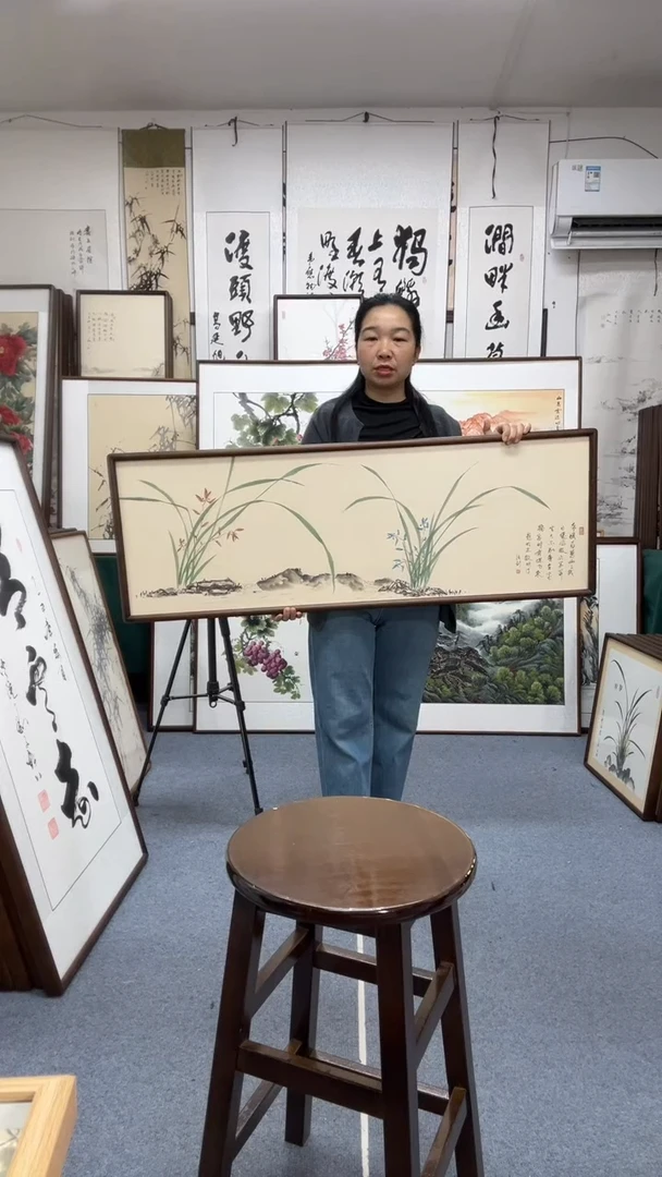 国画尺寸43*123实木画框京东包邮手绘