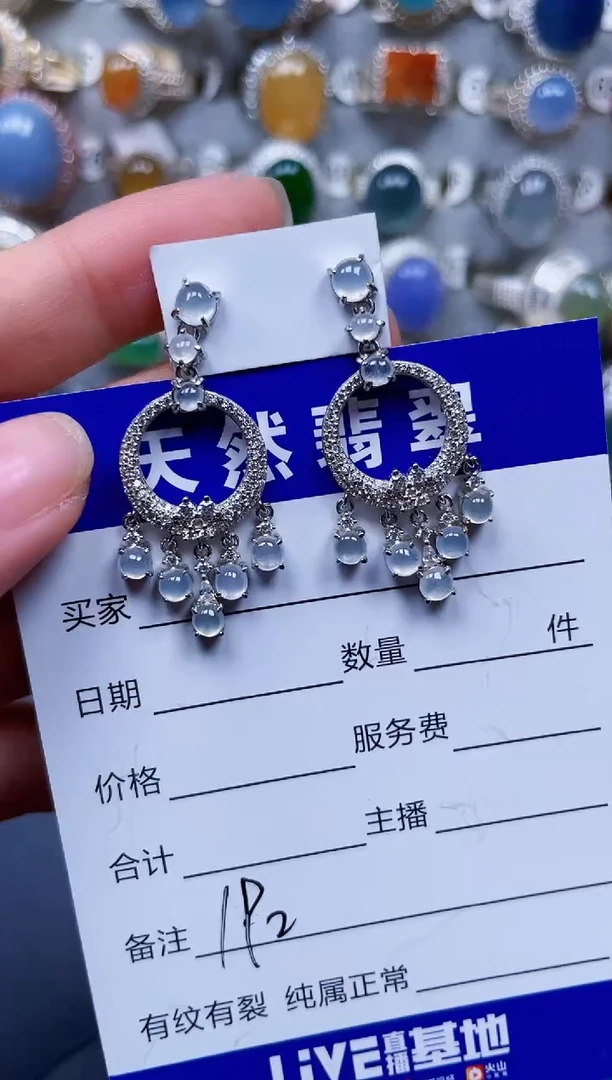 银S925镶嵌翡翠耳饰192