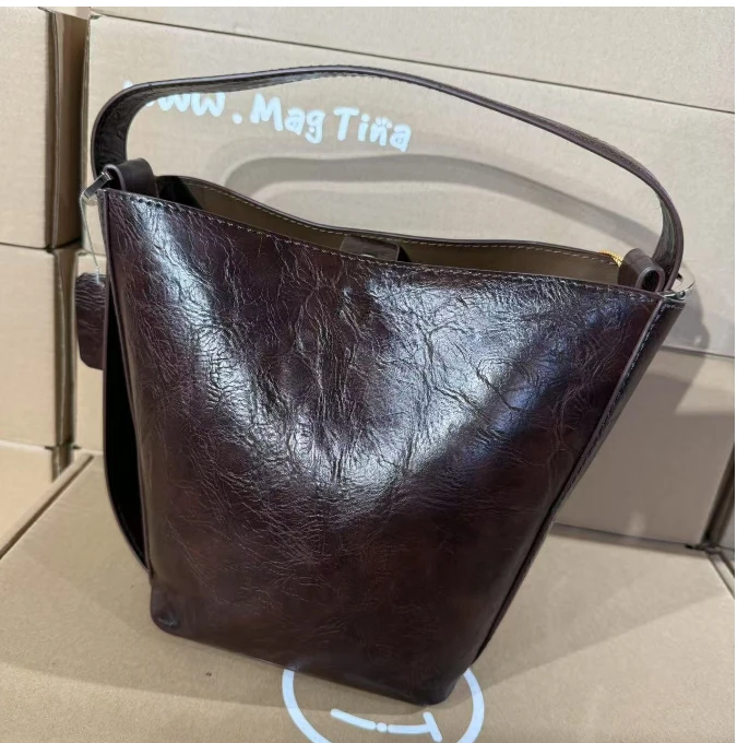 新款时尚百搭女士小众单肩斜挎包1193-2棕色