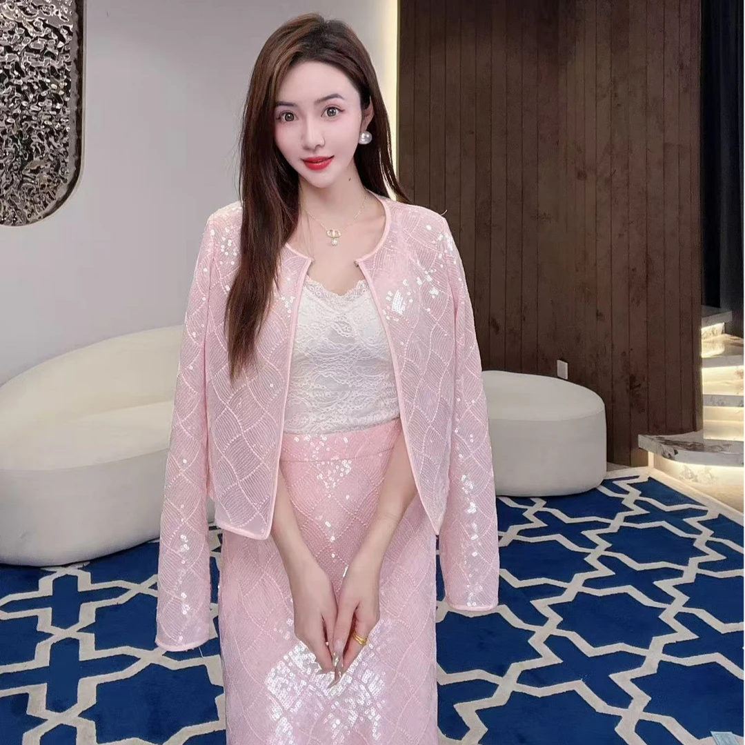 【MIA.G】【粉嫣如梦】重工亮片上衣    XY647