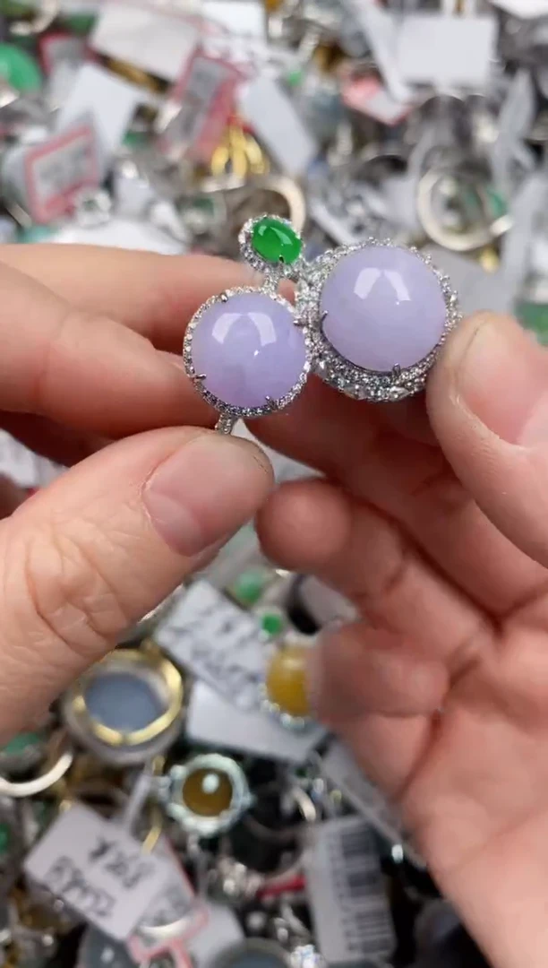 银S925镶嵌戒指翡翠10  8