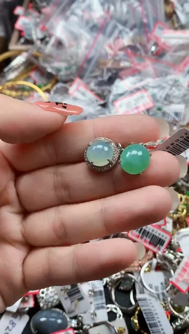 银S925镶嵌戒指翡翠天然A货缅甸翡翠