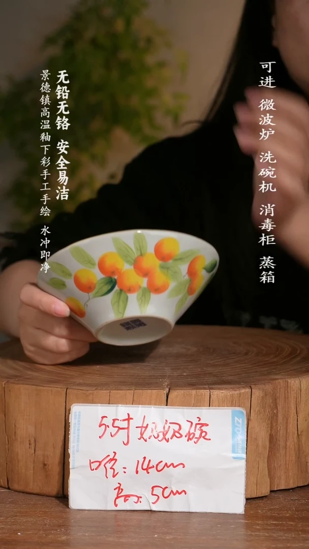 碗陶瓷景德镇高温瓷釉下彩手绘陶瓷