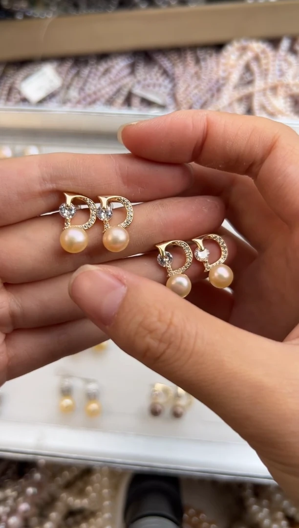 未镶嵌48淡水珍珠三*珍珠耳钉