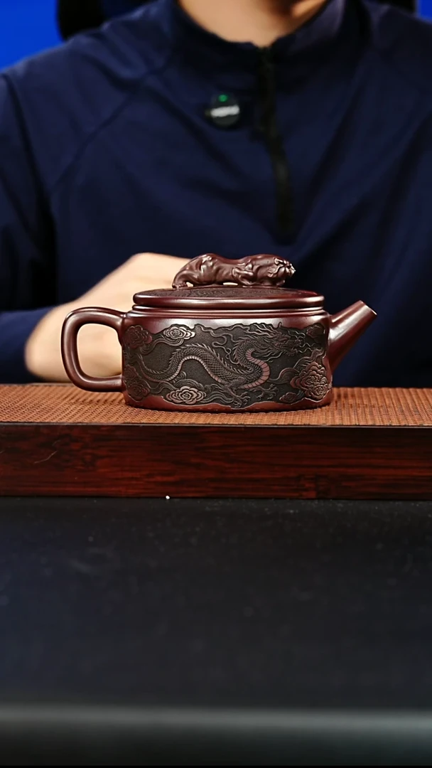 茶壶紫砂宜兴紫砂 卧虎藏龙 石红 李琴 h693