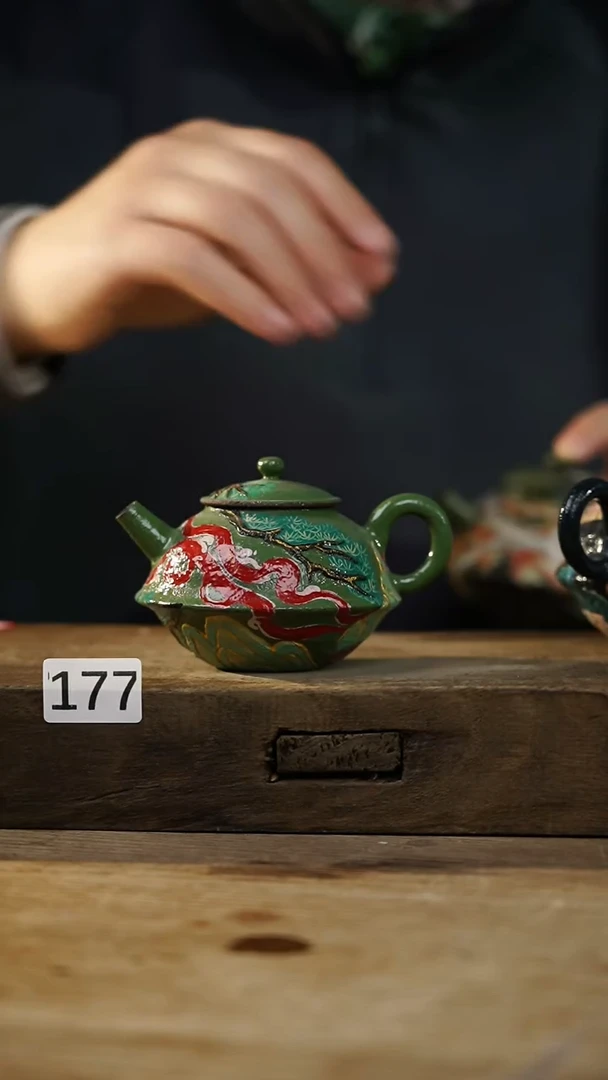瓷片花****美设计师手作！！！落单设计师系列！！！！高货大漆壶