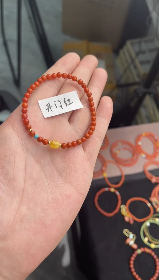 未镶嵌手串南红玛瑙柿子锦红满色满肉单圈蜜蜡QF-A300