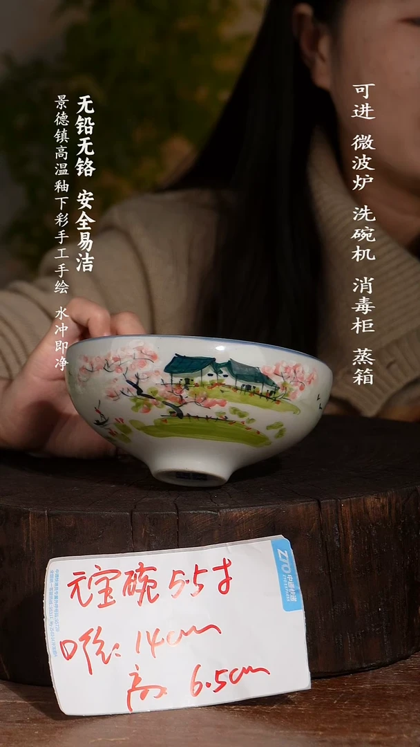 碗陶瓷景德镇高温瓷釉下彩手绘陶瓷
